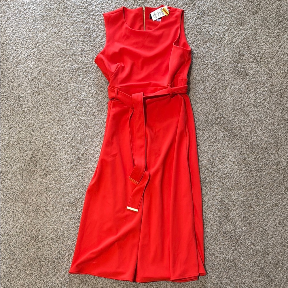 A-line Red Sleeveless Dress